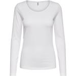 Reduzierte Weiße Langärmelige ONLY Rundhals-Ausschnitt T-Shirts aus Baumwolle maschinenwaschbar für Damen Größe S für den für den Frühling 