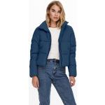 Blaue Unifarbene ONLY Noos Maxi Rundhals-Ausschnitt Winterjacken mit Reißverschluss mit Kapuze für Damen Größe L für den für den Winter 