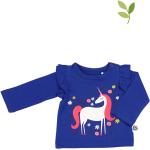 Reduzierte Blaue Langärmelige Meme / Theme Einhorn Bio Rundhals-Ausschnitt Printed Shirts für Kinder & Druck-Shirts für Kinder mit Rüschen aus Baumwolle Größe 92 