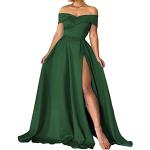 Dunkelgrüne Romantische Ärmellose Maxi Schulterfreie Lange Abendkleider aus Satin für Damen Größe XXL zum Abschlussball 