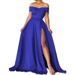 Royalblaue Sexy Ärmellose Maxi Schulterfreie Lange Abendkleider aus Satin für Damen Übergrößen zum Abschlussball 