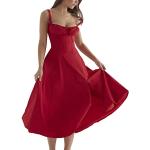 Rote Blumenmuster Elegante Ärmellose Maxi Spaghettiträger-Kleider für Damen Größe XS für den für den Sommer 
