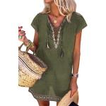 Grüne Bestickte Elegante Kurzärmelige Sommerkleider Handwäsche für Damen Größe S für den für den Sommer 