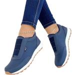 Blaue Runde Low Sneaker mit Strass ohne Verschluss aus Mesh rutschfest für Damen Größe 40 