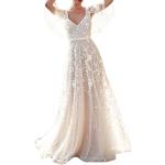 Weiße Elegante Maxi Lange Abendkleider für Damen Größe L für die Braut für den für den Herbst 