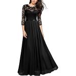 Schwarze Elegante 3/4-ärmelige Maxi Lange Abendkleider aus Chiffon für Damen Übergrößen 