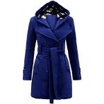 Royalblaue Atmungsaktive Maxi Trenchcoats lang mit Gürtel aus Kunstfell für Damen Größe M für den für den Winter 