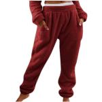 Burgundfarbene Pyjamahosen aus Fleece für Damen Größe L für den für den Winter 