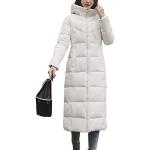 Weiße Gesteppte Casual Midi Daunenjacken mit Kapuze mit Reißverschluss aus Wolle mit Kapuze für Damen Größe 3 XL für den für den Winter 