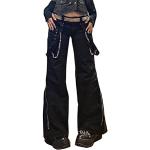 Schwarze Bestickte Gothic Atmungsaktive Jeans mit Stickerei aus Denim für Damen Größe S 