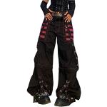 Schwarze Bestickte Gothic Atmungsaktive Jeans mit Stickerei aus Denim für Damen Größe M 
