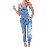 Hellblaue Atmungsaktive Jeans-Latzhosen aus Denim für Damen Größe M 