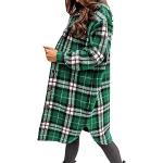 Grüne Karo Oversize Wollmäntel aus Wolle für Damen Größe M für den für den Winter 