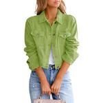 Grüne Unifarbene Casual Mini Übergangsjacken aus Denim für Damen Größe L für den für den Herbst 