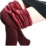 Bordeauxrote Thermo-Leggings aus Fleece für Damen Einheitsgröße für den für den Winter 