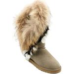 OOG Indianer Leder Boots, Winterstiefel für kaltes Wetter, Fell Pelz Langstiefeln echtes Leder Schuhe Winterstiefeln Boot, wasserdichte Schneeschuhe, warm (8018Khaki-Black, numeric_39)