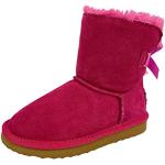 OOG Kinder Boots aus Echt-Leder, Mädchen, Wildlederstiefel mit kuscheligem Kunstfell, Schlupfstiefel mit Schleife in Pink 31 EU