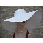 Weiße Elegante Sonnenhüte aus Stroh 59 für Damen Übergrößen für den für den Sommer 