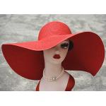 Rote Elegante Sonnenhüte aus Stroh 59 für Damen Übergrößen für den für den Sommer 