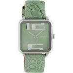 Hellgrüne Oozoo Quadratische Quarz Damenarmbanduhren aus Edelstahl mit Mineralglas-Uhrenglas mit Lederarmband zum Schwimmen 