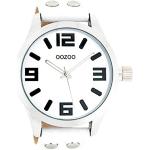Weiße Oozoo Quarz Stahlarmbanduhren matt mit arabischen Ziffern mit Mineralglas-Uhrenglas mit Lederarmband für Kinder 