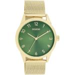 Grüne Elegante Japanische Oozoo Timepieces Quarz Damenarmbanduhren mit Analog-Zifferblatt mit Mineralglas-Uhrenglas mit Mesharmband 