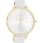 Goldene Elegante Japanische Oozoo Timepieces Quarz Damenarmbanduhren Dornschließe aus Weißgold mit Mineralglas-Uhrenglas mit Lederarmband 