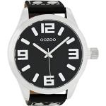 Schwarze Oozoo Quarz Herrenarmbanduhren matt aus Leder mit arabischen Ziffern mit Mineralglas-Uhrenglas mit Lederarmband 