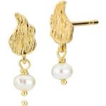 Nickelfreie Weiße Elegante Perlenohrringe vergoldet mit Echte Perle 