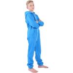 Blaue Sportliche Langärmelige Rundhals-Ausschnitt Kinderschlafoveralls mit Reißverschluss aus Baumwolle Größe 158 1-teilig 