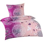 Pinke Moderne Optidream Bettwäsche Sets & Bettwäsche Garnituren mit Blumenmotiv mit Reißverschluss maschinenwaschbar 135x200 