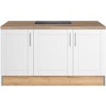 OPTIFIT Kücheninsel »Ahus«, 160 x 95 cm breit, Soft Close Funktion, MDF Fronten, weiß, weiß matt/wildeiche Nachbildung
