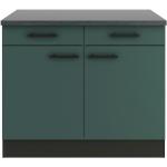 Dunkelgrüne Optifit Küchenunterschränke mit Schubladen aus Metall mit Schublade Breite 100-150cm, Höhe 100-150cm, Tiefe 0-50cm 