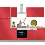 Reduzierte Rote Optifit Faro Küchenmöbel matt Breite 250-300cm, Höhe 250-300cm, Tiefe 50-100cm 