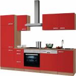 OPTIFIT Küchenzeile »Odense«, ohne E-Geräte, Breite 270 cm, mit 28 mm starker Arbeitsplatte, mit Gratis Besteckeinsatz, rot, rot