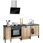 Reduzierte Schwarze Industrial Optifit Küchenmöbel aus Stein Breite 200-250cm 