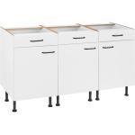 Weiße Optifit Küchenunterschränke mit Schubladen aus Kunststoff mit Schublade Breite 100-150cm, Höhe 50-100cm, Tiefe 100-150cm 