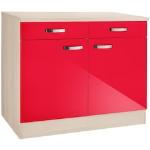Reduzierte Rote Optifit Faro Küchenunterschränke mit Schubladen mit Schublade Breite 100-150cm, Höhe 50-100cm, Tiefe 50-100cm 