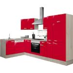 Reduzierte Rote Optifit Faro L-förmige Winkelküchen & Eckküchen matt Breite 250-300cm, Höhe 300-350cm, Tiefe 150-200cm 