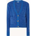 Blaue Unifarbene Opus Nachhaltige V-Ausschnitt Grobstrickjacken aus Polyamid für Damen Größe M für den für den Herbst 