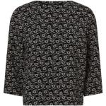 Schwarze 3/4-ärmelige Opus Nachhaltige Rundhals-Ausschnitt Hemdblusen aus Polyester für Damen Größe S für den für den Frühling 