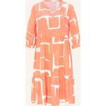 Lachsfarbene 3/4-ärmelige Opus Nachhaltige Stehkragen Kleider A-Linie Gesmokte aus Viskose für Damen Größe M 