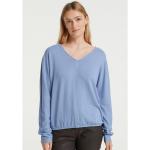 Blaue Casual Langärmelige Opus Nachhaltige V-Ausschnitt V-Shirts aus Jersey für Damen Größe M 
