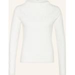 Weiße Langärmelige Opus Nachhaltige Stehkragen Damenlongsleeves & Damenlangarmshirts aus Baumwollmischung Größe M 