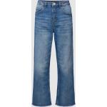 Blaue Mom Opus Nachhaltige Mom-Jeans mit Fransen aus Baumwollmischung für Damen Größe XS Weite 34 