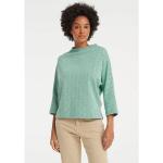 Grüne Fischgrät Elegante 3/4-ärmelige Opus Nachhaltige Rundhals-Ausschnitt Damensweatshirts aus Baumwolle Größe L für den für den Herbst 