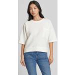 Weiße Halblangärmelige Opus Nachhaltige Shirts mit Tasche aus Baumwollmischung für Damen Größe L 