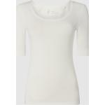 Offwhitefarbene Halblangärmelige Opus Nachhaltige T-Shirts aus Baumwolle für Damen Größe L 