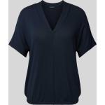 Marineblaue Opus Nachhaltige V-Ausschnitt T-Shirts aus Viskose für Damen Größe M 