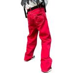 Rote Bestickte Hip Hop Jeans mit Stickerei mit Reißverschluss aus Baumwollmischung für Herren Größe XXL für Partys 